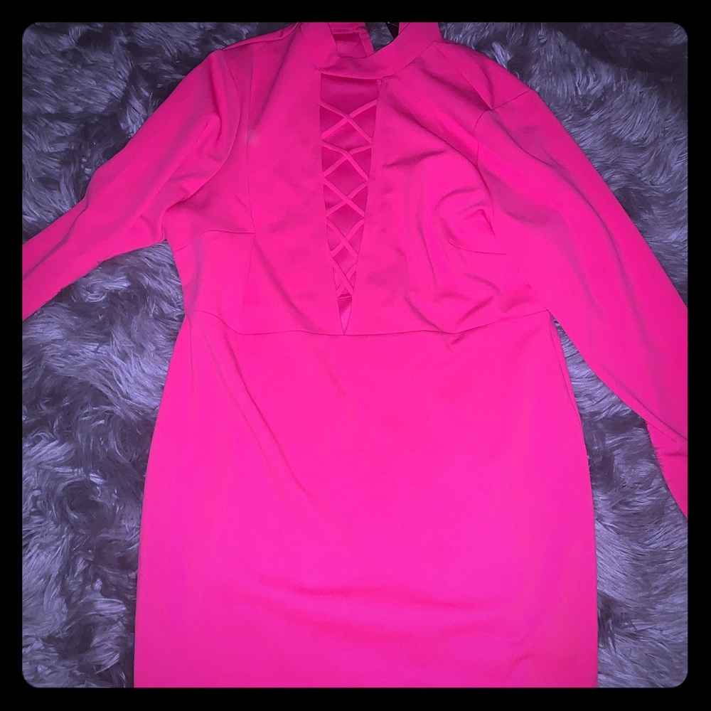 Sexy hot pink midi dress